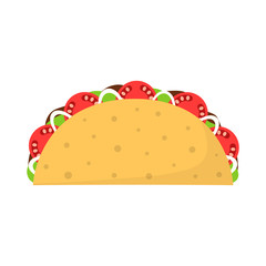 traditional taco isolated on white background, vector illustration