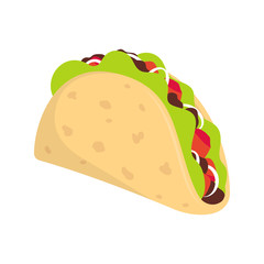 traditional taco isolated on white background, vector illustration