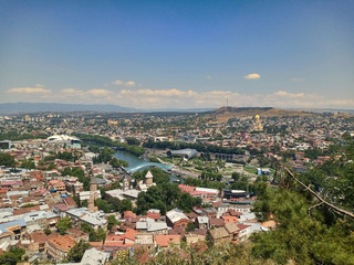 Fototapeta premium Cityscape, panoramic view of Tbilisi city centre, Georgia.
