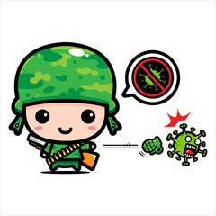 Army vector design against corona virus