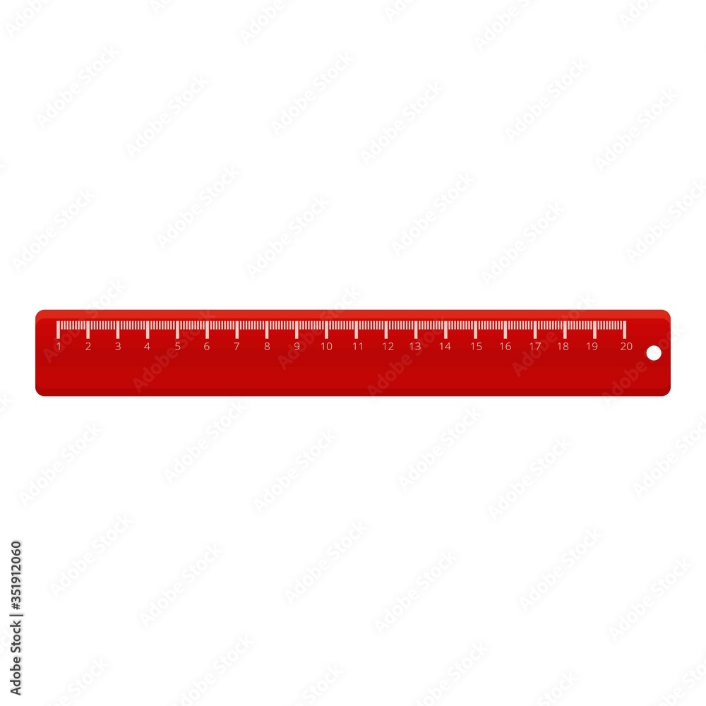 Poster red ruler icon. cartoon of red ruler vector icon for web design isolated on white background