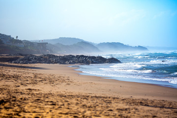 Fototapeta na wymiar Amazing view on a empty beach in Indian ocean in Durban.