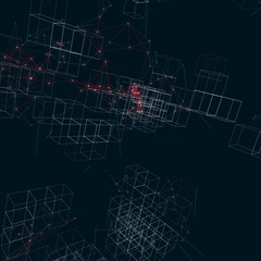 Big data vizualization. Future concept. 3D illustration. Plexus structure. Futuristic infographics. Suitable for illustration of block chain technology, social network or business analytics reports.