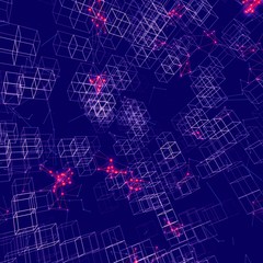 Big data vizualization. Future concept. 3D illustration. Plexus structure. Futuristic infographics. Suitable for illustration of block chain technology, social network or business analytics reports.