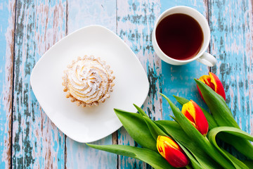 Appetizing dessert on a beautiful background