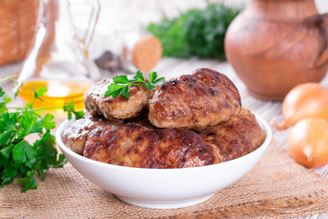 Homemade delicious meat cutlets in plate