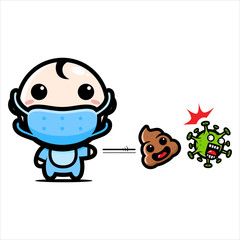 Vector design of baby boy against corona virus