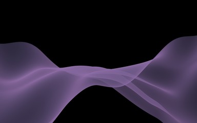 Abstract purple wave. Raster air background. Bright gray ribbon on dark background. Gray scarf. Abstract gray smoke. 3D illustration