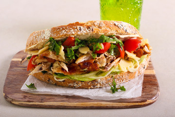 Chicken, vegetables sandwich