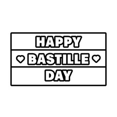 bastille day lettering with flag line style