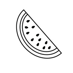 Vector slice watermelon line icon. Fruit illustration. Healthy food design. Vector illustration red fruit watermelon sliced slice berry with red flesh. Watermelon natural sweet food. Тropical fruits.