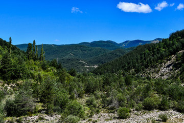 view of mountains, photo as a background , in ainsa sobrarbe , huesca aragon province