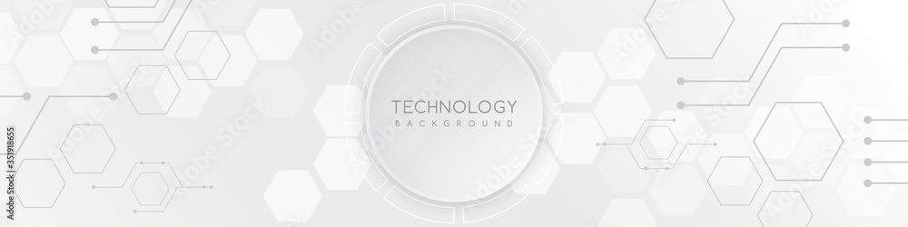 Sticker white technology background with various technological elements. the concept of innovative high-tech