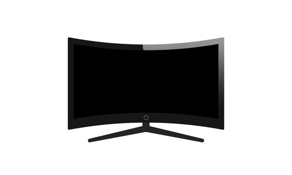 4k curved screen smart tv in modern ultra hd resolution on isolated white background. EPS 10 vector.