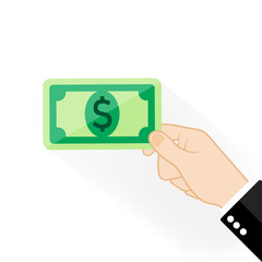 Money, banknote or dollar bill icon logo flat on isolated white background. EPS 10 vector.