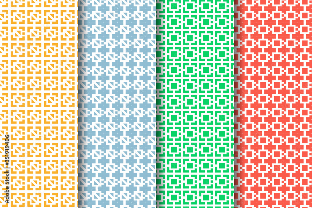 Poster set of vector seamless pattern. modern stylish texture. repeating geometric tiles with bold squares.