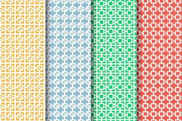 Set of Vector seamless pattern. Modern stylish texture. Repeating geometric tiles with bold squares. the colors are red, green, blue and gold. combined with white background.