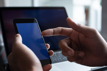 Mockup smart phone at office