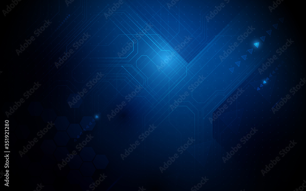 Aufkleber Abstract  technology Hi-tech futuristic digital with geometric innovation and printed circuit board on dark blue background. vector illustration