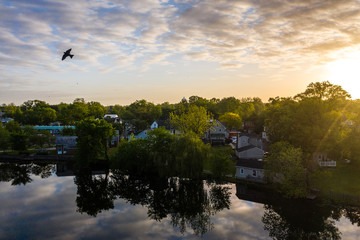 Aerial Drone Sunrise of Hightstown New Jersey 