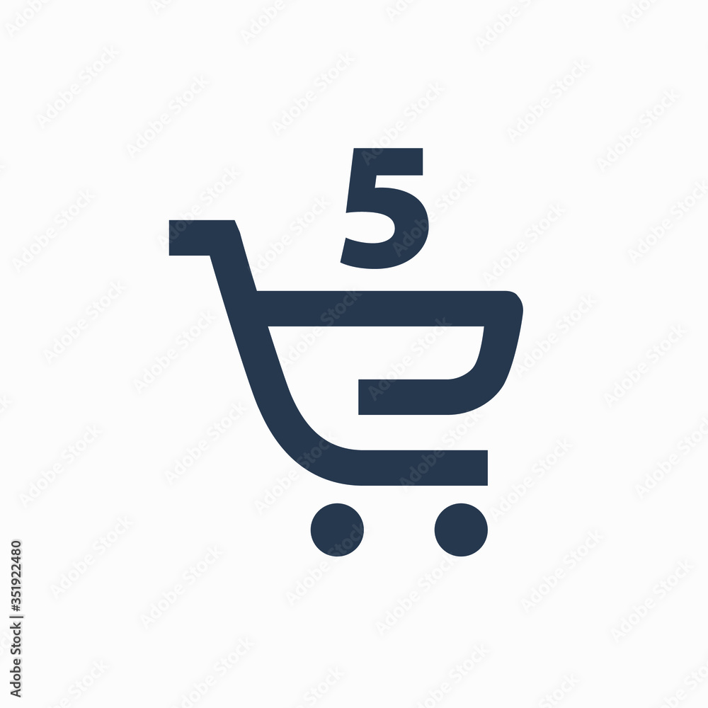Poster shopping cart quantity line vector minimalistic icon. commerce vector symbol. supermarket amount car