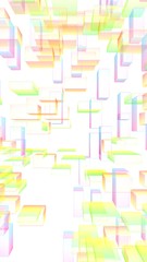 Colorful abstract digital and technology background. The pattern with repeating rectangles. 3D illustration