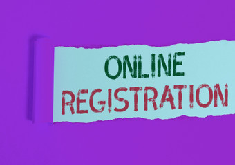 Word writing text Online Registration. Business photo showcasing System for subscribing or...