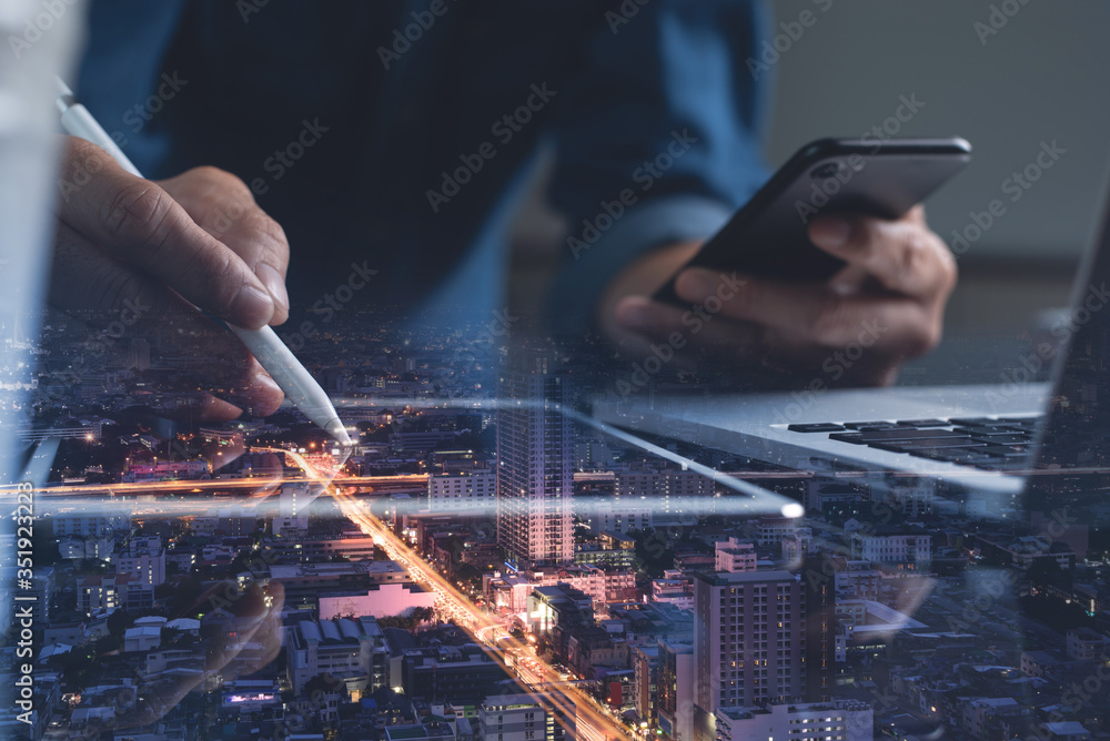 Aufkleber internet technology with network connection and smart city
