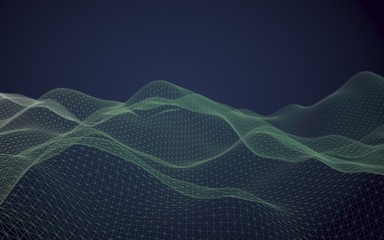 Abstract landscape background. Cyberspace purple grid. hi tech network. 3D illustration