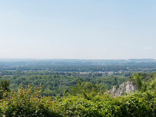 Rheinlandschaft. Blick auf Oberrhein vom Isteiner Klotz, Vorgebirge zwischen den Dörfern Istein und Kleinkems über die Rheinauen 