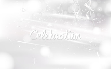 Celebration, white silver abstract background, magic stars sparkle, luxury vector illustration