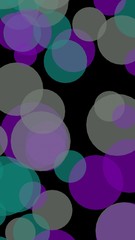 Fototapeta na wymiar Multicolored translucent circles on a dark background. Green tones. 3D illustration