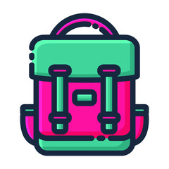 Backpack Travel Vector Icon. Summer Vacation Outline Style
