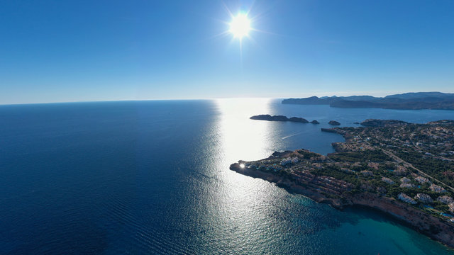 aerial view of the sea and malgrats in mallorca