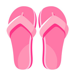 Pink jandals, flip flop icon. Female slim footwear for beach, bathroom, swimming pool.