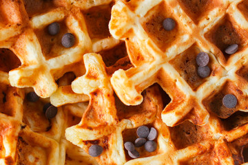 waffles sweet dessert Menu concept healthy eating. food background top view copy space for text table setting