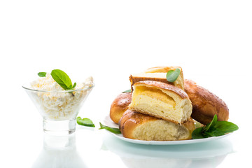 sweet homemade baked cakes with cottage cheese