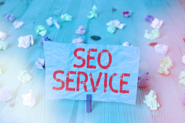 Handwriting text Seo Service. Conceptual photo techniques and procedures to increase the website...