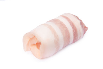 Pork belly roll isolated on white background with clipping path.