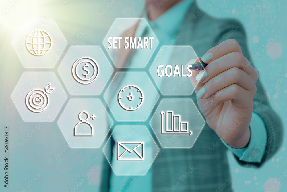 Poster text sign showing set smart goals. business photo showcasing giving criteria to guide in the setting
