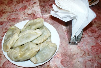 dumplings on a plate on the table