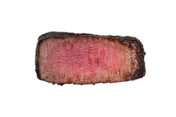 Isolated Sliced of Medium Rare Wagyu Meat