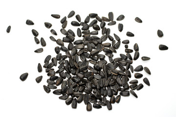 sunflower seeds isolated on white background close up