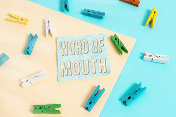 Handwriting text Word Of Mouth. Conceptual photo information that is transmitted without being...