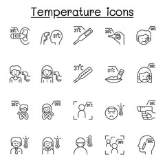 Temperature icons set in thin line style