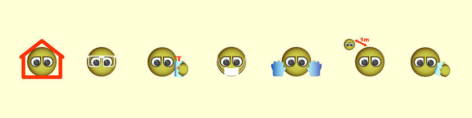 vector colored emoticons about virus protection