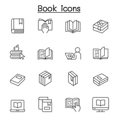 Book icons set in thin line style