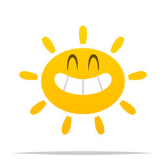 Cartoon sun smiling vector isolated illustration