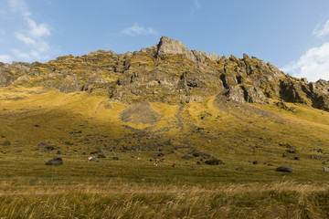 Nature view in Iceland. Mountain view with no people around.