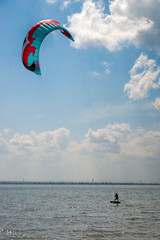 kite boarding on a lake